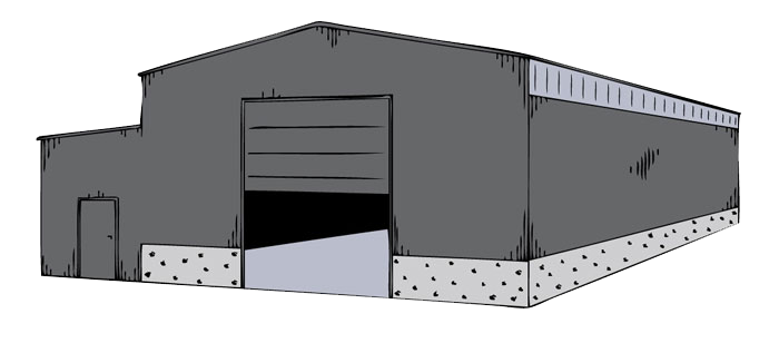 Workshop Precast Concrete Panels Awning Roller Door Wall Lights